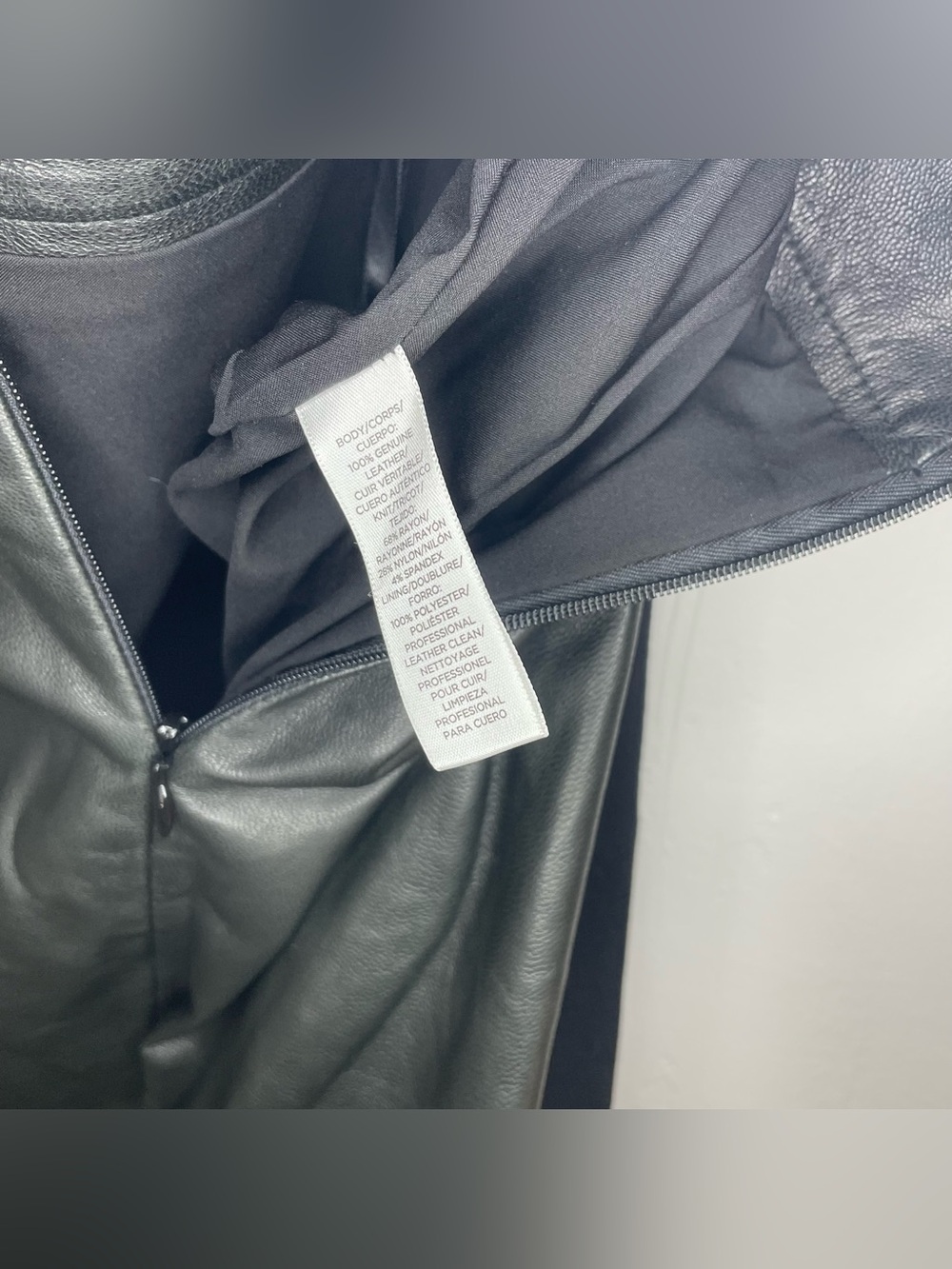 Loft Genuine Leather Black Paneled Pencil Mini Skirt - Picture 8 of 8